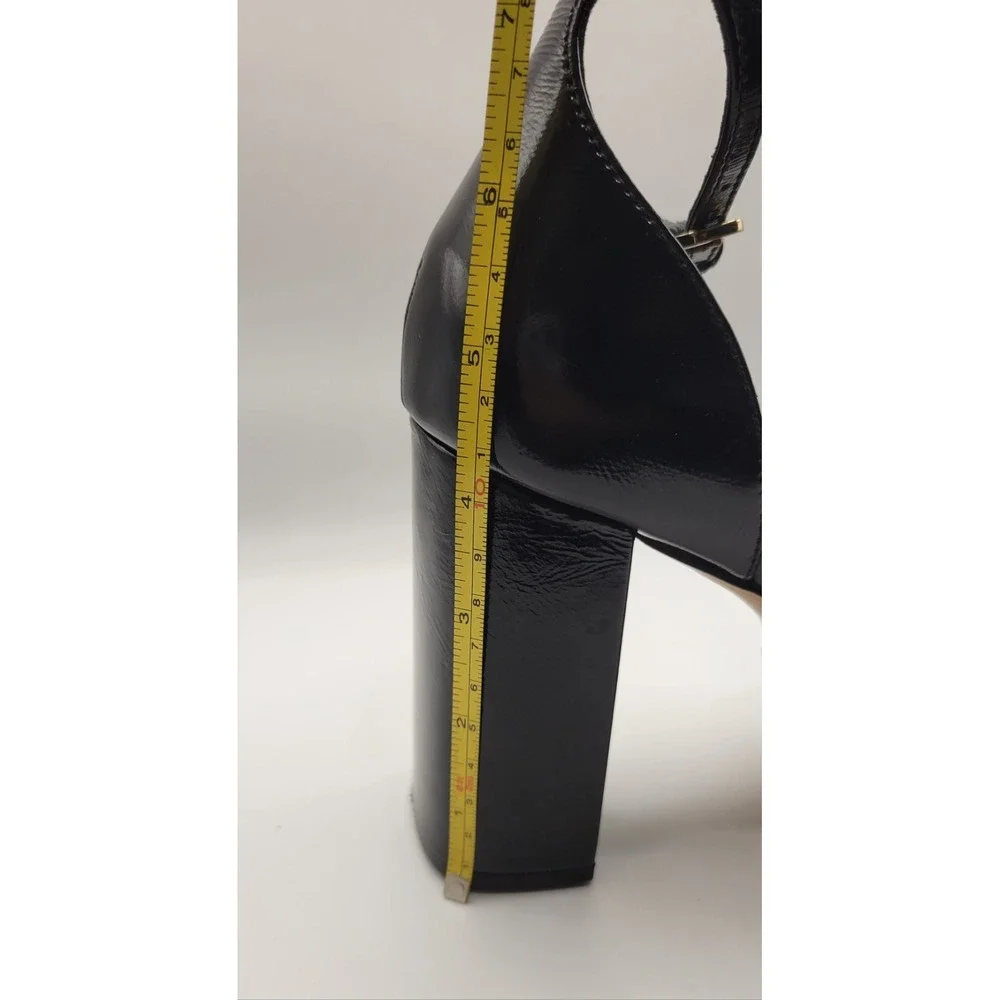 Kurt Geiger London Black Leather Platform Ankle Strap Rhinestone Sandals 37